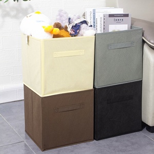 Unlidded Solid Color Foldable Fabric Storage Box-Clothing <b>Organizer</b> with 18L Capacity Modern Design for Household & <b>Toy</b> Storage - Product Image 2