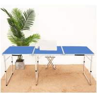 Table de pique-nique pliante moderne pour 6 personnes, grande taille, en aluminium, avec poignée de transport facile et hauteur réglable, idéale pour le camping en extérieur