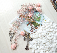 Vente en gros de collier chapelet en cristal collier catholique Jésus Christ église prière collier religieux