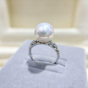 ขาตั้งแหวนเงินแท้ S925 สำหรับทำเครื่องประดับแฟชั่น DIY แบบเปล่า สำหรับใส่ลูกปัดกลมขนาด 9-13 มม. รุ่น 10502 อุปกรณ์เสริมสำหรับไข่มุก - Product Image 3