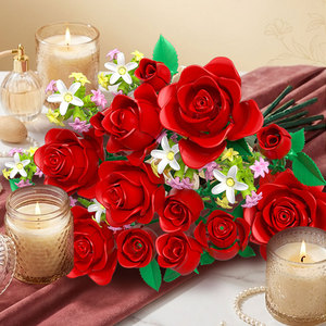 Belle DIY Rosa de Ladrillo, Flor Artificial, Ramo Eterno, Planta en Maceta, Juguete Educativo de Ensamblaje, Plástico ABS - Product Image 3