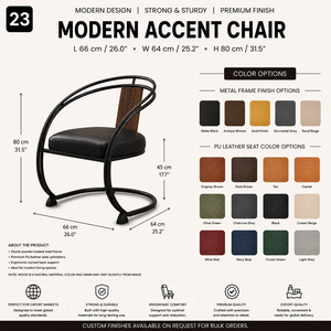 Fauteuil d'appoint moderne avec siège rembourré confortable, élégant fauteuil lounge pour salon, chaises de salle à manger, bureau et réception - Product Image 2