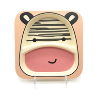 Dessin animé hippopotame rivière cheval conception mélamine personnalisé bambou divisé assiette tasse bol fourchette et cuillère vaisselle enfants ensemble