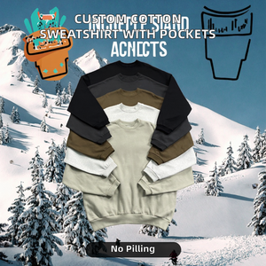 Personnalisable 410gsm 100% Coton Cou Sweat Double Poches Cachées Solide Motif Doublé Conception Surdimensionnée pour l'Hiver Marque - Product Image 2