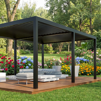 Petite pergola de jardin avec auvent rétractable, pergola en métal de 13 pieds, gazebo en aluminium, pavillon extérieur 3x3m