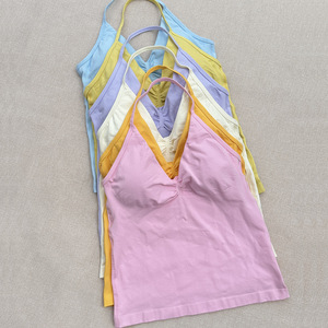 Top <span class=keywords><strong>Deportivo</strong></span> de Yoga sin Costuras para <span class=keywords><strong>Mujer</strong></span>, Cuello Halter Profundo en V, Compresión Ajustada, para Correr, Entrenamiento, Fitness, Venta al Por Mayor - Product Image 6