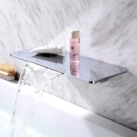 Robinet de salle de bain mural noir mat avec bec cascade, mitigeur de lavabo à poignée unique, robinet de lavabo carré moderne