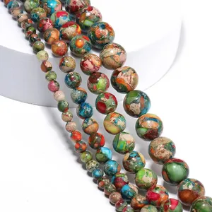 Perline turchesi imperiali naturali <span class=keywords><strong>diaspro</strong></span> 4/6/8/10mm fiore <span class=keywords><strong>verde</strong></span> sedimento del mare pietre per la creazione di gioielli fai da te braccialetti - Product Image 3