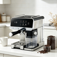 Anbolife - Cafetera Espresso Eléctrica Semiautomática de 20 Bares, Acero Inoxidable, con Molinillo Incorporado, Programable Táctil, para el Hogar, UE