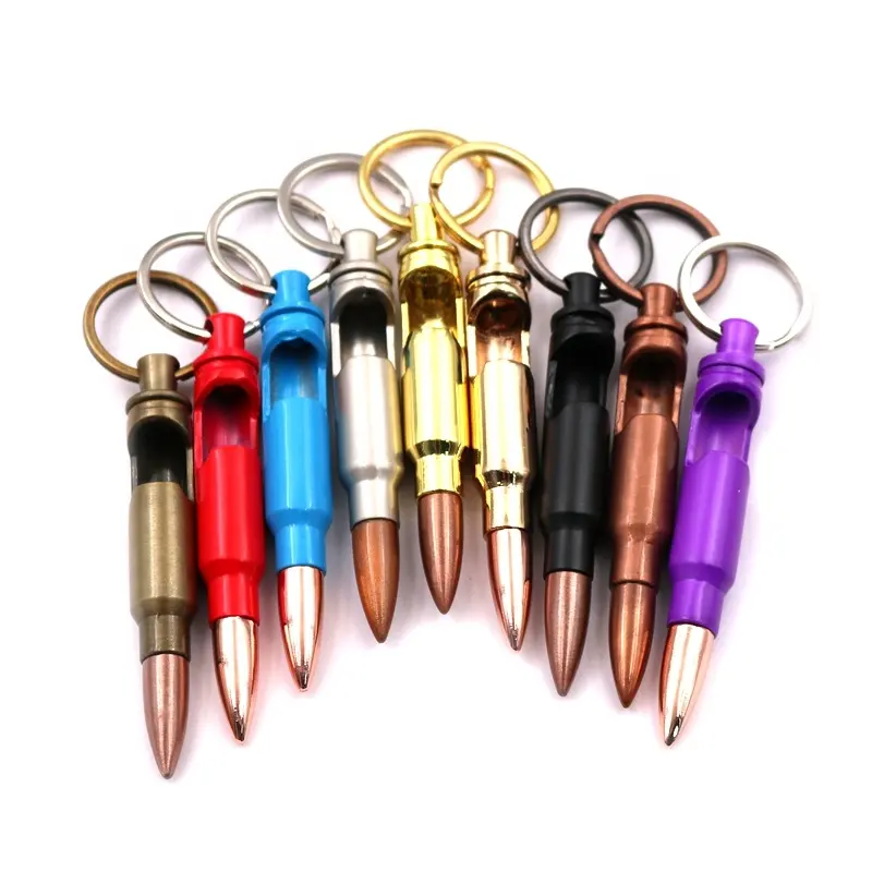 Factory price custom logo custom color metal zinc alloy bullet bottle opener key chain keyring in stock