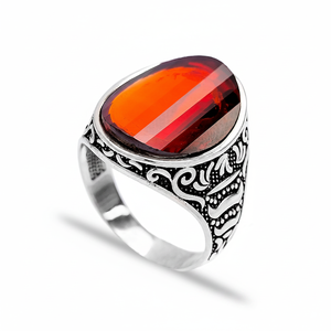 Garnet Stone Oval Shape <b>Men</b> <b>Ring</b> Jewelry Man Jewellery Wholesale Handcrafted Authentic 925 Sterling <b>Silver</b> <b>Men</b> <b>Ring</b> - Product Image 2