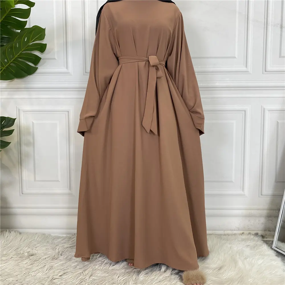 Eid Abaya Dubai Turkije Effen Kleur Eenvoudige Bescheiden Kaftan Islamitische Kleding Abaya Moslim Jurken Voor Vrouwen