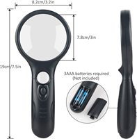 Handheld Illuminated Magnifying Glasses Magnifier with Light LED 3X 45X High Magnification for Reading