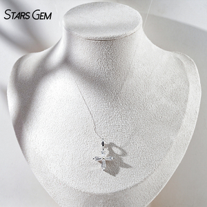 10K White Gold Solid Gold with DEF VS Lab Diamond <b>Cross</b> pendant Jewelry - Product Image 4