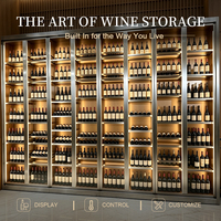 Armoire à vin encastrée de luxe sur mesure en acier inoxydable pour hôtel, villa, restaurant