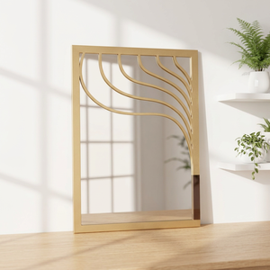 Luxury Modern Design <b>Wall</b> <b>Mirror</b> Unique Golden Wavy Stripes Metal Framed Decorative <b>Mirror</b> - Product Image 2