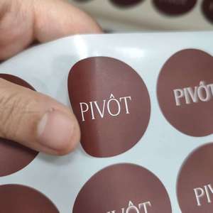 Wholesale Matte BrownLetter Circle Stickers Custom Brand <b>Name</b> Adhesive Packaging Stickers - Product Image 2