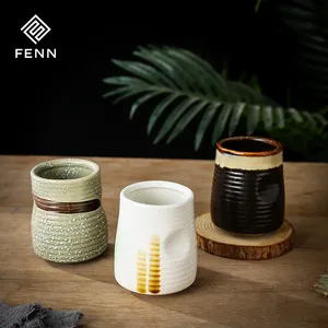 Japanese-style teacup mugs are used to hold green tea, soup and luxury coffee mug, recessed design on both sides of the tea cup