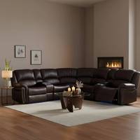 Canapé d'angle inclinable en cuir Air Leather de style européen moderne Frank Furniture avec structure en bois et éclairage LED pour salon