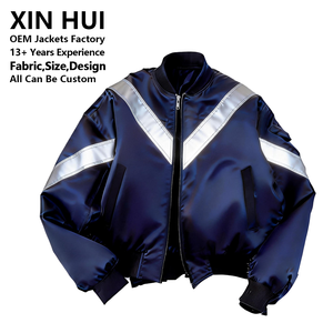 High Visibility Reflective Dyed Long Bomber <b>Jacket</b> Men's <b>Techwear</b> Waterproof Windbreaker Satin Finish Cyberpunk Racing Custom - Product Image 1