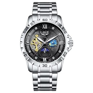 Reloj Mecánico Automático de Lujo para Hombre, con Esfera Estrellada, Visualización de 24 Horas, Fase Lunar, Resistente al Agua, Luminoso, con Movimiento de Esqueleto - Product Image 5
