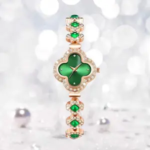 230814-3 Fashion four-leaf clover bracelet quartz watch emeralds women's watch manufacturers wholesale women watch for ladysteel