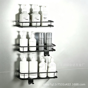 ชั้นวางของในห้องน้ำแบบไม่ต้องเจาะ 3 ชั้น ติดผนัง เคลือบสีฝุ่น รูปทรงสี่เหลี่ยมผืนผ้า สำหรับอุปกรณ์ใช้ในบ้าน - Product Image 3