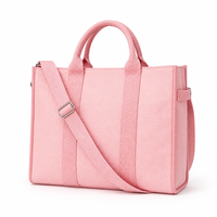 Sac fourre-tout en toile pour femme, rose uni, avec poignées courtes et bandoulière réglable, sangle verticale renforcée, logo personnalisé