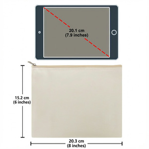 Canvas Cosmetic Bag With Zipper Durable Multi Purpose Travel Toiletry Case Horizontal Square Solid Color For Everyday Use - Product Image 3