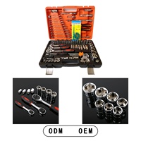 Ensemble d'outils de réparation automobile manuels OEM de 121 pièces avec clés mixtes en acier au chrome-vanadium et entretien mécanique
