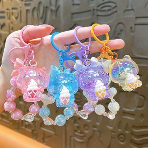 Creative PVC Beaded Mouse Keychain Pendant Cute Couple Bag Key Chain Electroplated Acrylic Wholesale Hanging Gift Pvc