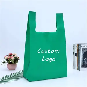 Eco Carry Out Bags Retail Supermarket Grocery Shopping Tote Bags Non Woven Vest Bag With Handle