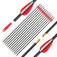 Flèches de chasse HT pour arc composé/arc classique, Spine 300/400/500/600/700/800, Flèches en carbone pur de 32 pouces avec pointe en acier et plumes en plastique