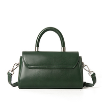 Sac à bandoulière en cuir PU vert foncé de marque privée, sac à rabat de luxe pour affaires, sac tote OEM