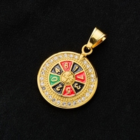 Collier pendentif roulette plaqué or en acier inoxydable avec cadran numérique entièrement serti de diamants – Grande Vente