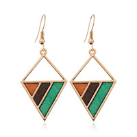 Pendientes de madera geométricos para mujer, joyería de cumpleaños de madera colorida ligera, aretes de empalme bohemios colgantes de Aro para mujer