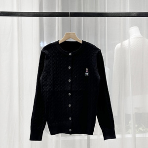 Automne et hiver personnalisé <span class=keywords><strong>pull</strong></span> tricoté pour femmes <span class=keywords><strong>chaud</strong></span> brodé logo cardigan décontracté col rond haut à manches longues - Product Image 4