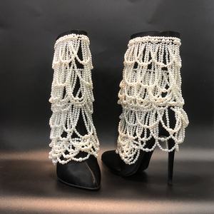 รองเท้าบูทส้นสูงประดับมุก ดีไซน์ทันสมัย เซ็กซี่ สำหรับผู้หญิง ใส่ได้ในฤดูหนาว - Product Image 4