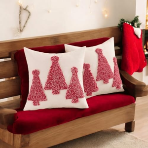 Housse de coussin en lin brodée à motif sapin de Noël, vente chaude en usine, pour canapé et chambre à coucher - Product Image 5