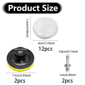 Polishing Pad Set 80mm Soft Wool Buffing <b>Bonnets</b> For Angle Grinder Car Polishing M10 Adapter Included - Product Image 2