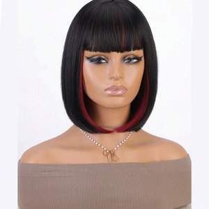 Peluca sintética europea y americana de alta resistencia al calor, nueva, con flequillo, <span class=keywords><strong>cabello</strong></span> liso, corte bob, para mujer - Product Image 1