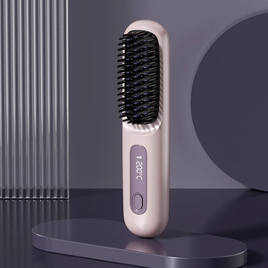 0728 Innovative Hair Straightener <b>Comb</b> Fast Heating <b>Hot</b> Styling Brush with Digital Readout for Precise Control - Product Image 1