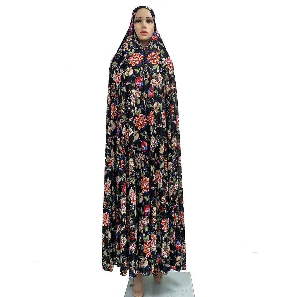 MC-1605 2022 nuovo Design stampato ragazza musulmana abaya hijab e vestiti da preghiera taglie forti abbigliamento da donna musulmano