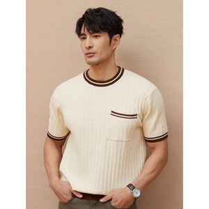 Nouveau <span class=keywords><strong>T</strong></span>-<span class=keywords><strong>shirt</strong></span> d'é<span class=keywords><strong>t</strong></span>é à manches courtes en maille pour <span class=keywords><strong>homme</strong></span>, <span class=keywords><strong>coupe</strong></span> <span class=keywords><strong>ajustée</strong></span> avec poche, style décontracté et respirant - Product Image 3