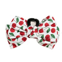 Pince à cheveux élégante en satin à nœud, motifs léopard, cerise et fraise, grande pince crabe pour queue de cheval, accessoire capillaire mignon