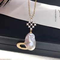 Collier ras du cou exquis en perles d'eau douce naturelles de Zhuji, pendentif perle irrégulière, élégant pour femme de bureau, blanc