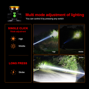 Ngoài trời Đi Bộ Đường Dài di động có thể tháo rời đèn pha có thể sạc lại làm việc ánh sáng <span class=keywords><strong>TORCH</strong></span> ánh sáng chiến thuật đèn pin Led Đèn Pha - Product Image 3