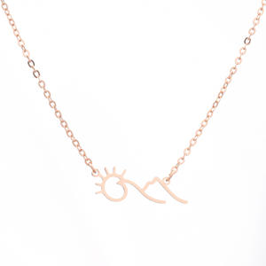 قلادة شروق الشمس الجبلية من DUOYING-قلادة رومانسية من الفولاذ المقاوم للصدأ قلادة على شكل قمر الشمس للنساء والفتيات - Product Image 5