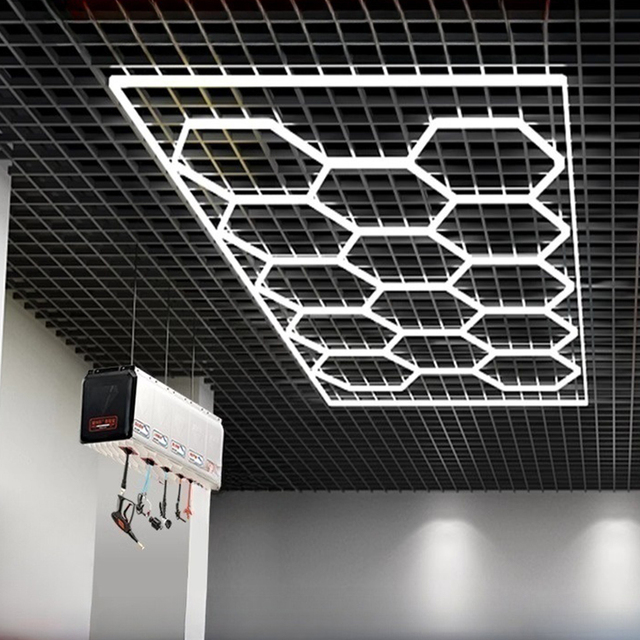 Customized Ultra Bright High CRI 90 Hexagonal LED Light for Auto Detailing & Car Wash Workshop Dust-Free Film Plating IP54