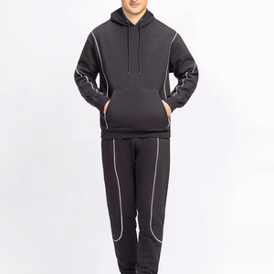 <b>Low</b> MOQ Customized Color Winter Casual Solid Hooded Elastic Waist Side Pockets High Quality Men Fleece Tracksuit New Arrivals - Product Image 1